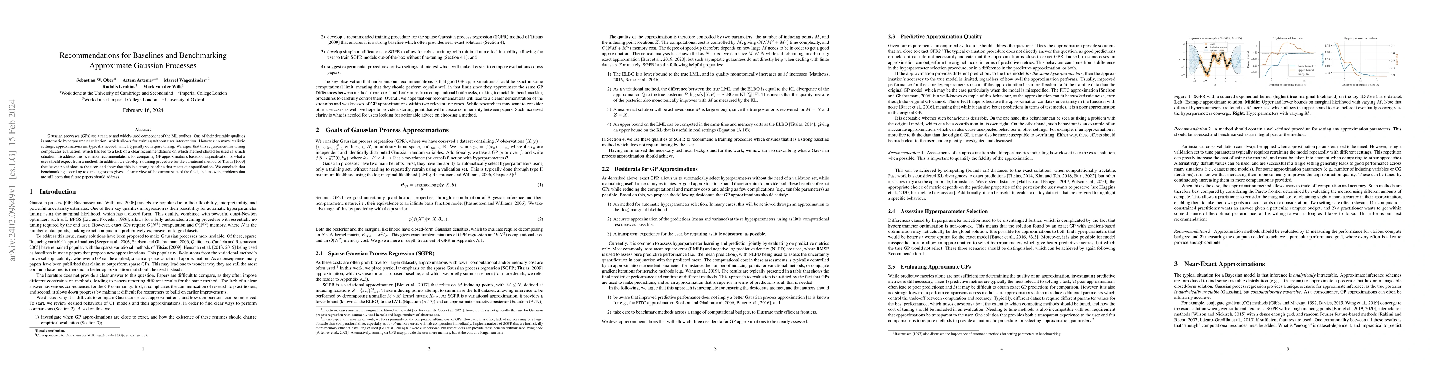 Thumbnail for Recommendations for Baselines and Benchmarking Approximate Gaussian
  Processes
