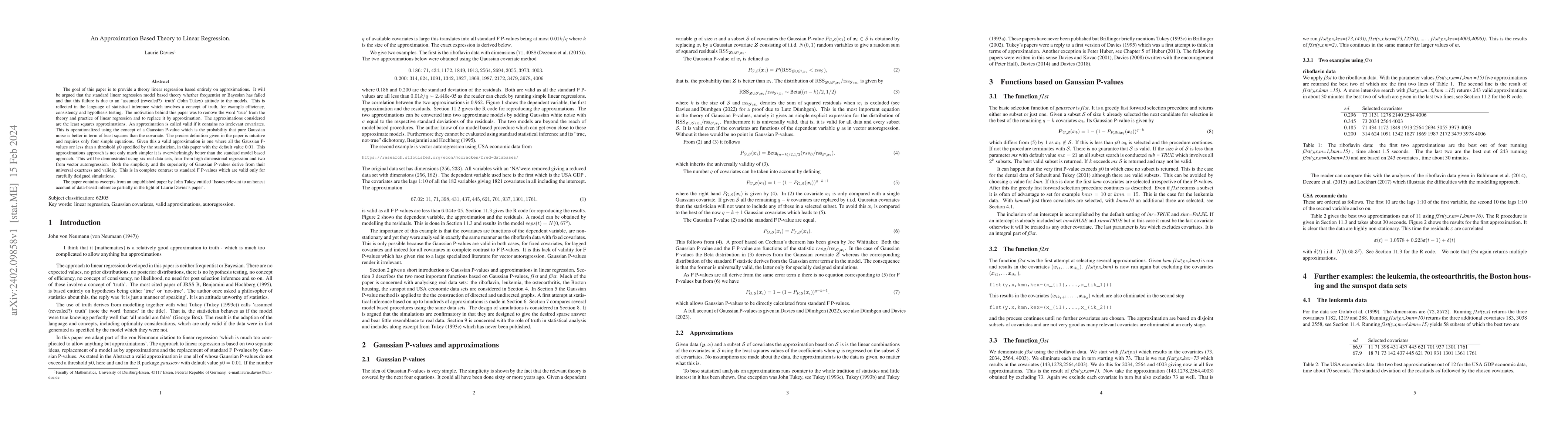 Thumbnail for An Approximation Based Theory of Linear Regression