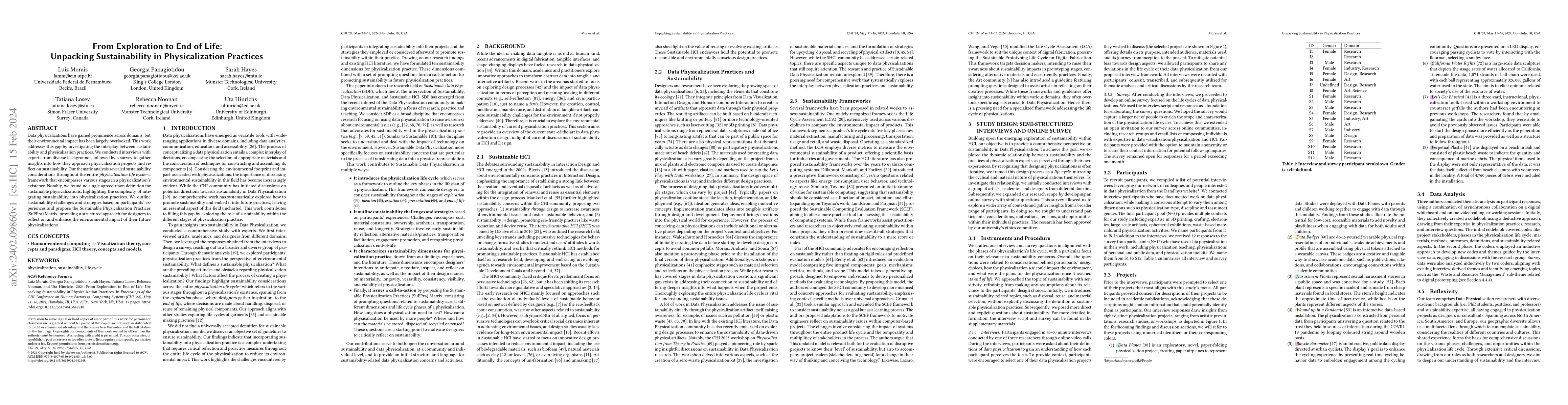 Thumbnail for From Exploration to End of Life: Unpacking Sustainability in
  Physicalization Practices