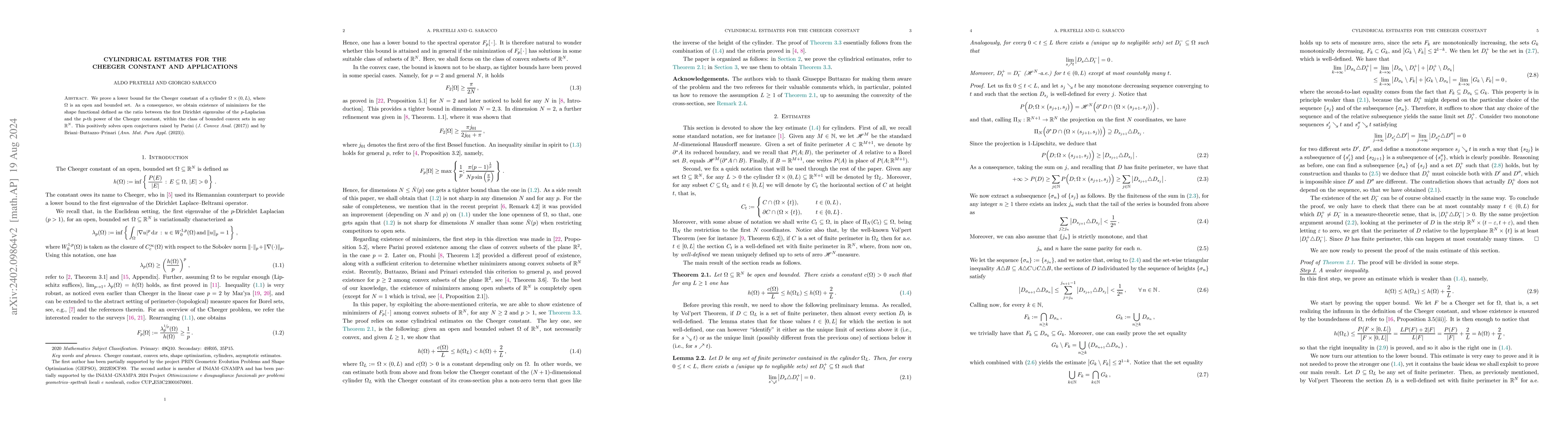 Thumbnail for Cylindrical estimates for the Cheeger constant and applications