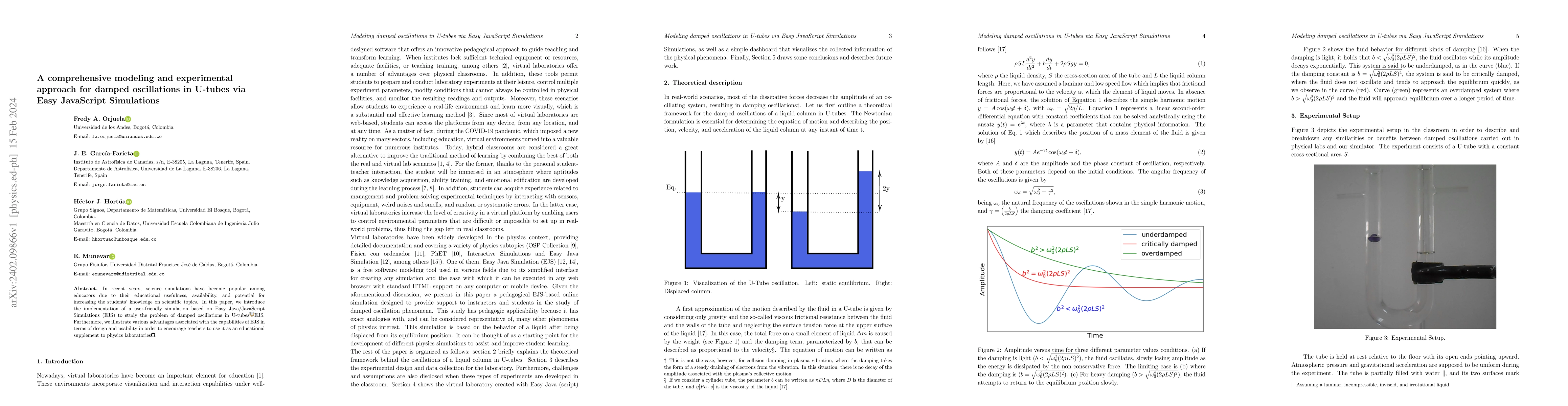 Thumbnail for A comprehensive modelling and experimental approach for damped
  oscillations in U-tubes via Easy JavaScript Simulations
