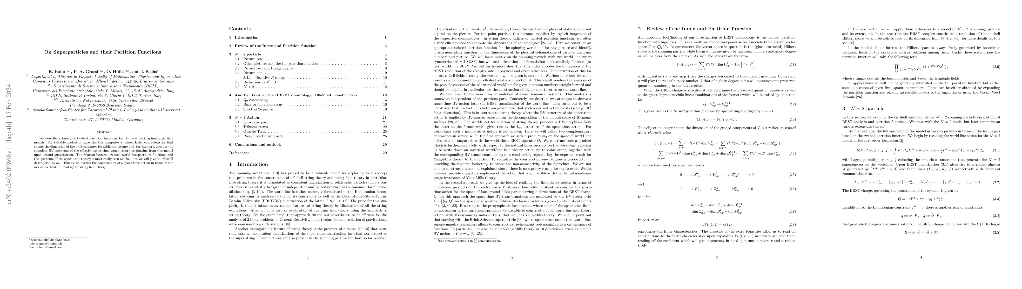 Thumbnail for On Superparticles and their Partition Functions