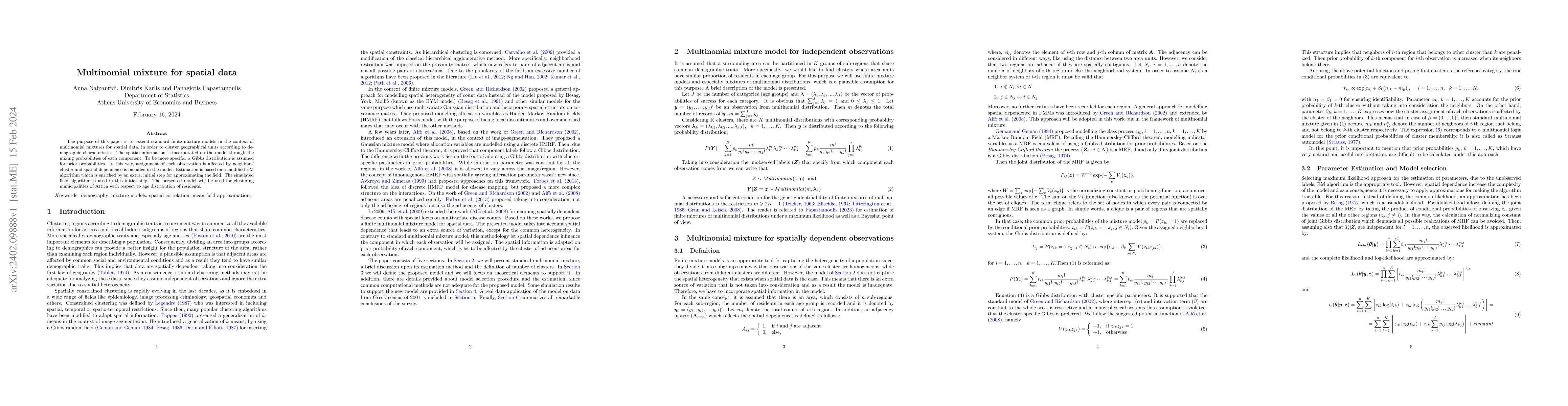 Thumbnail for Multinomial mixture for spatial data
