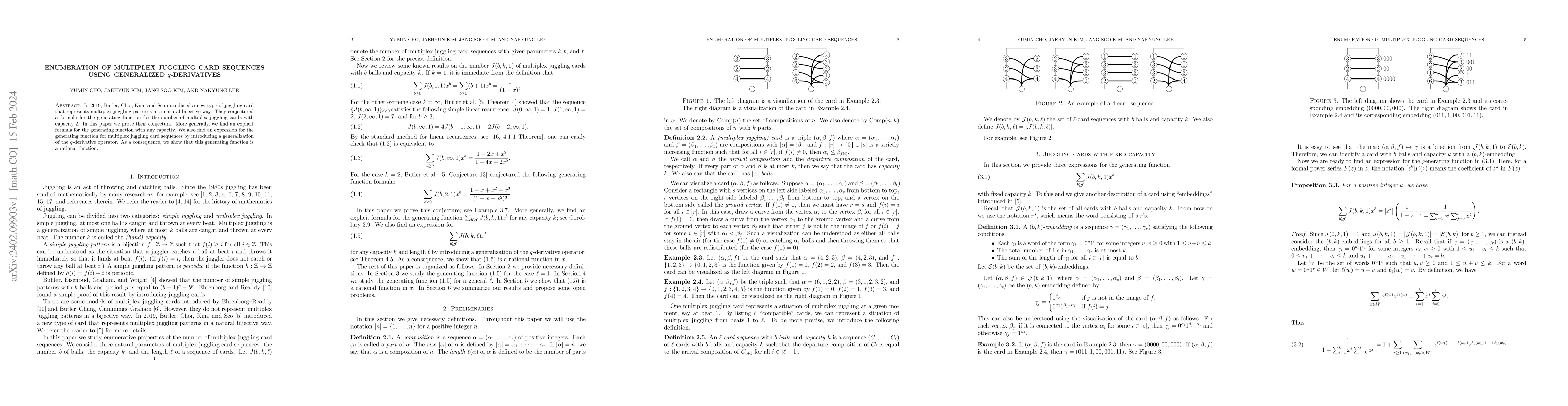 Thumbnail for Enumeration of multiplex juggling card sequences using generalized
  q-derivatives
