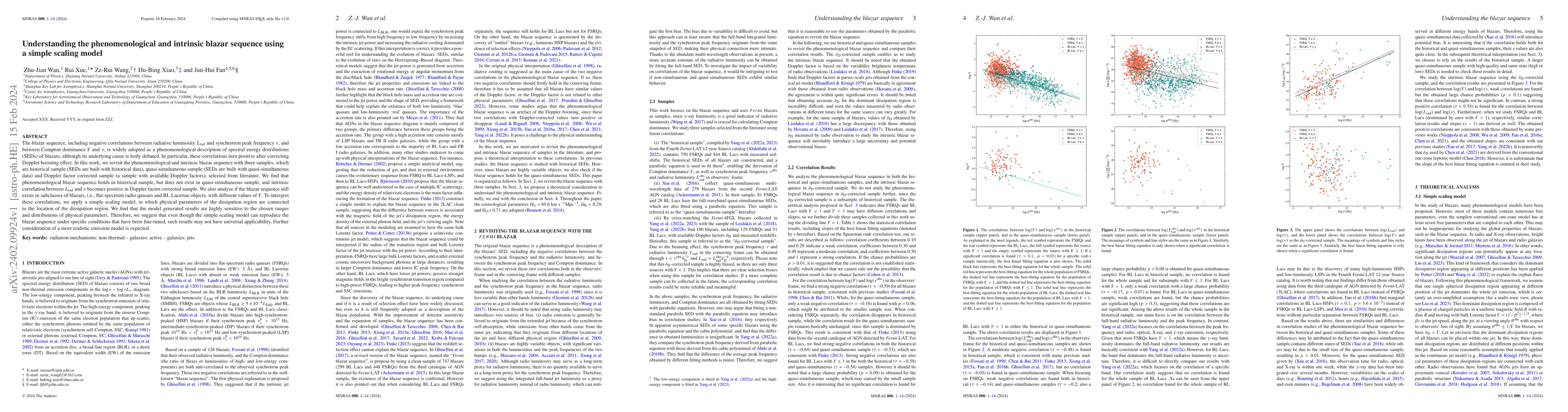 Thumbnail for Understanding the phenomenological and intrinsic blazar sequence using a
  simple scaling model