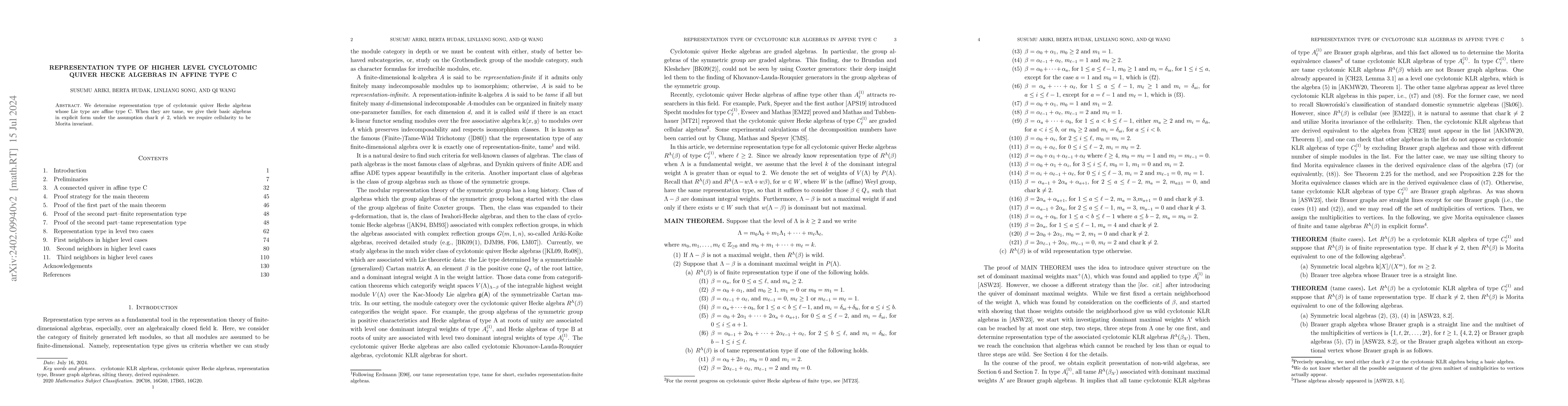 Thumbnail for Representation type of higher level cyclotomic quiver Hecke algebras in
  affine type C