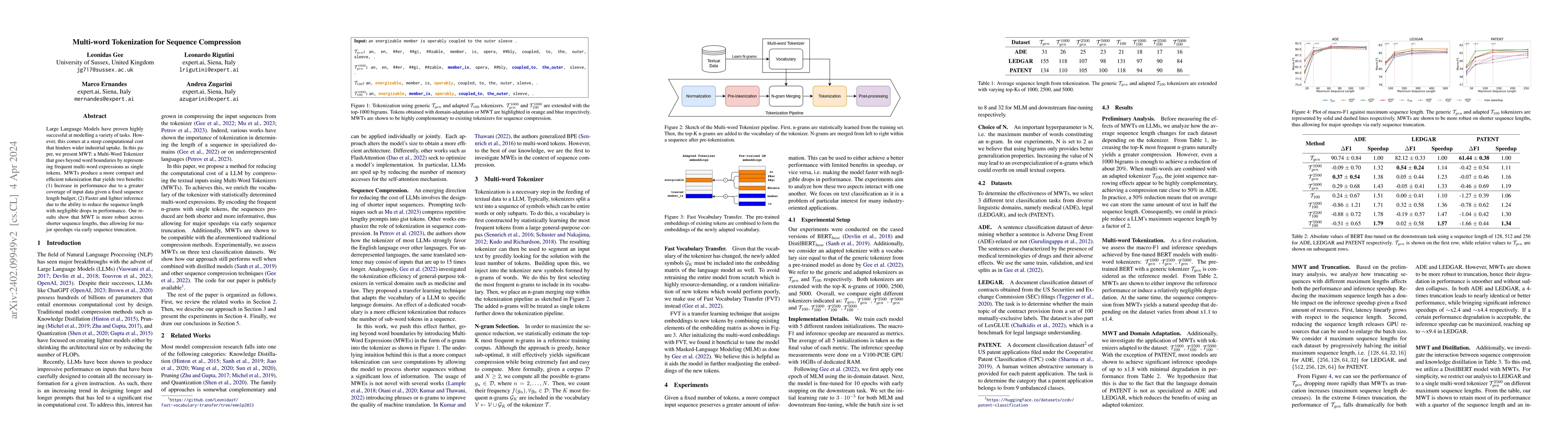 Thumbnail for Multi-word Tokenization for Sequence Compression