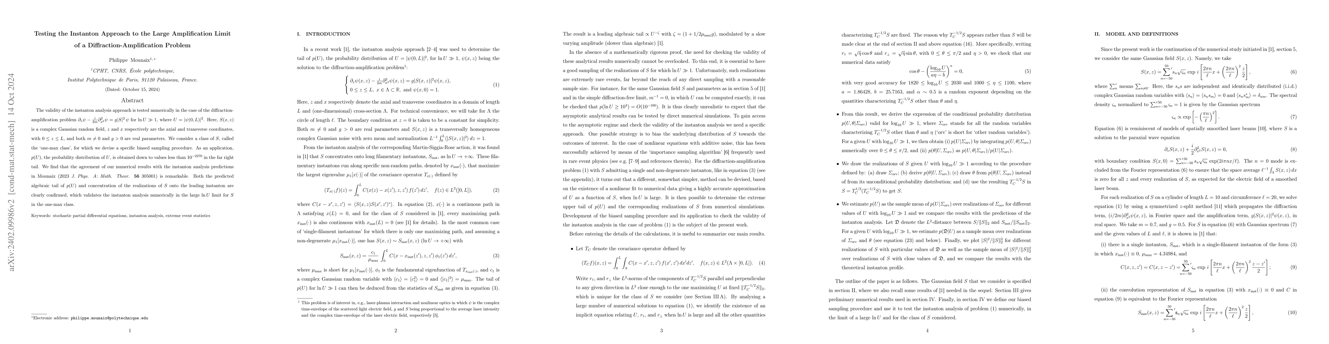 Thumbnail for Testing the Instanton Approach to the Large Amplification Limit of a
  Diffraction-Amplification Problem