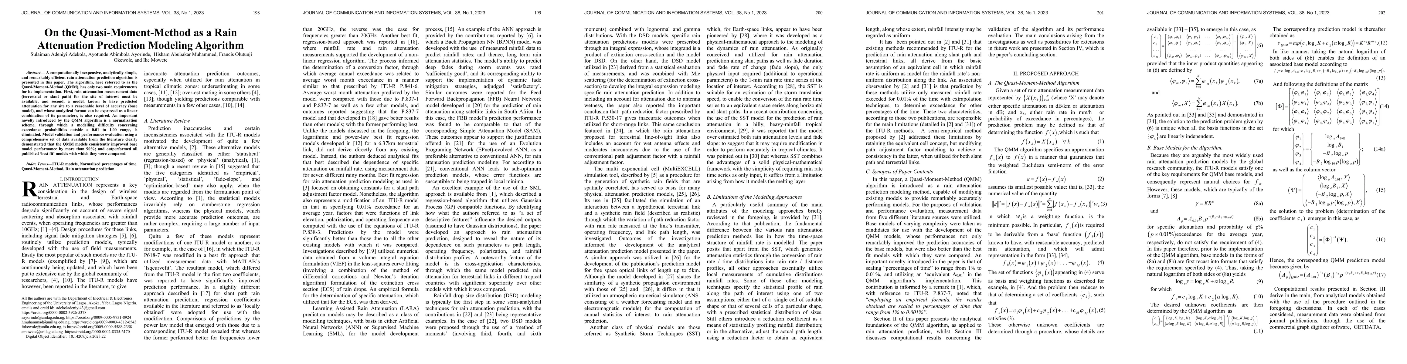 Thumbnail for On the Quasi-Moment-Method as a Rain Attenuation Prediction Modeling
  Algorithm