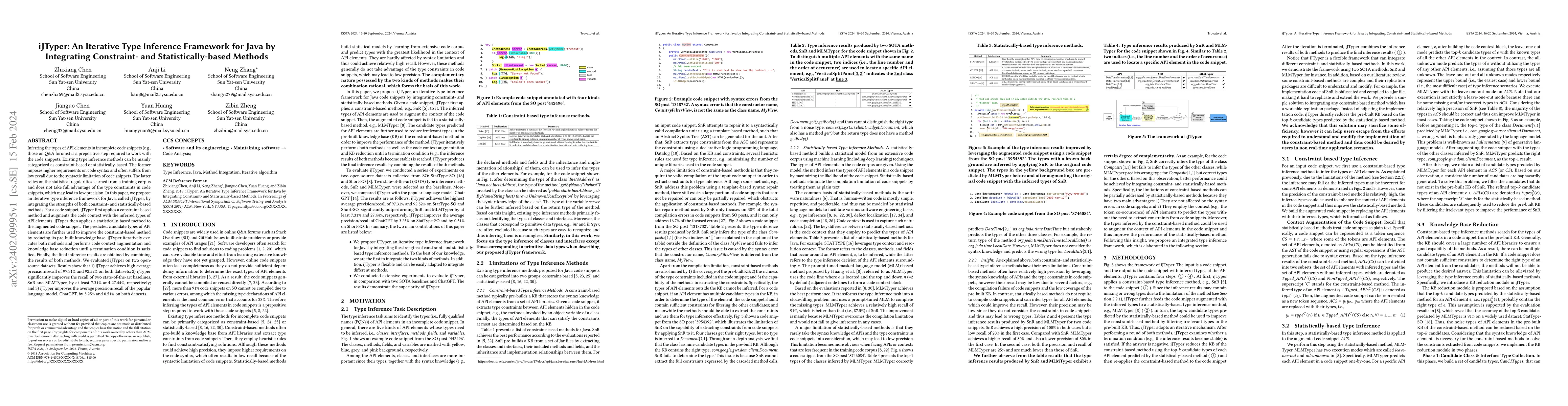 Thumbnail for iJTyper: An Iterative Type Inference Framework for Java by Integrating
  Constraint- and Statistically-based Methods