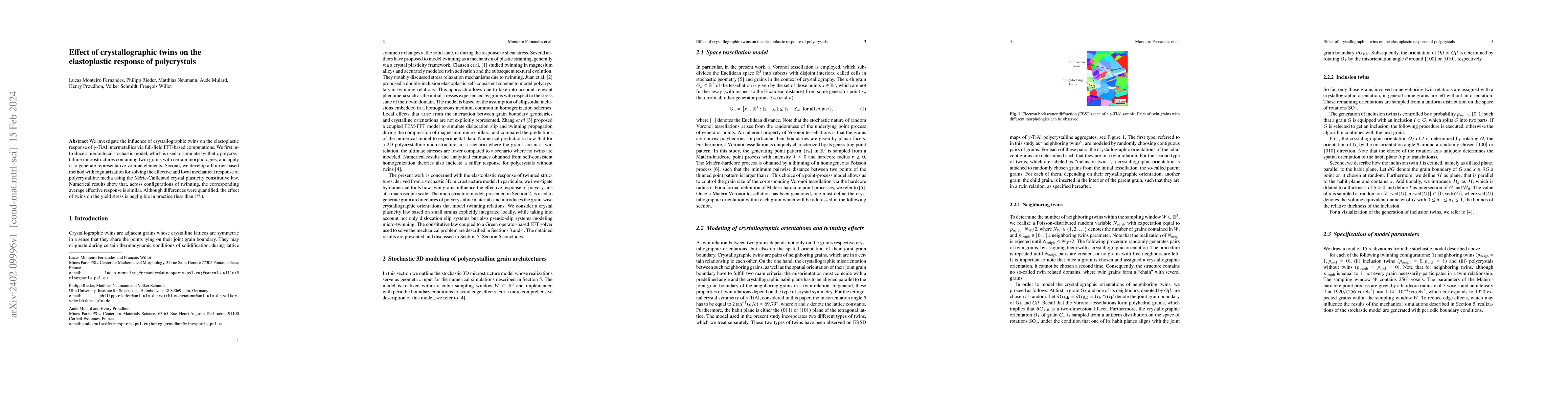 Thumbnail for Effect of crystallographic twins on the elastoplastic response of
  polycrystals