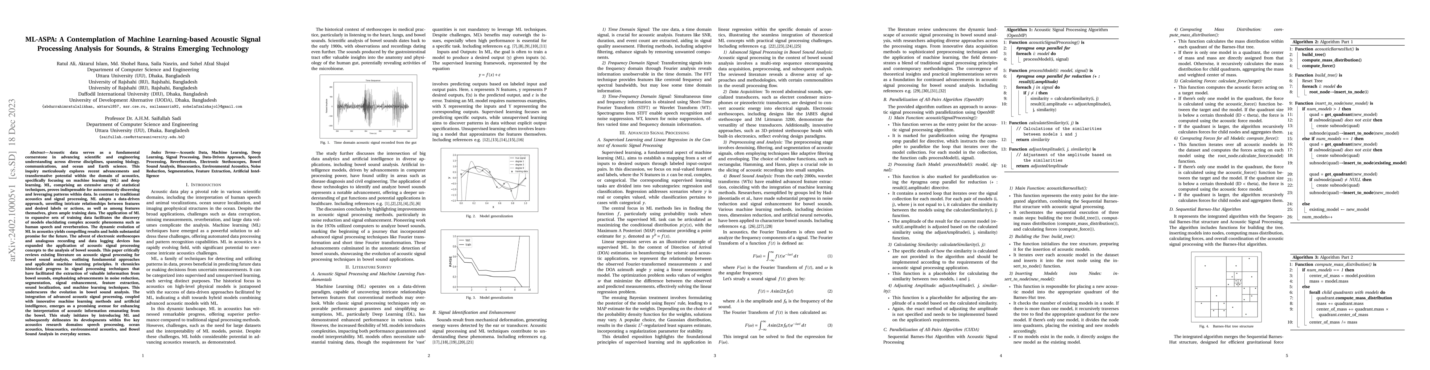 Thumbnail for ML-ASPA: A Contemplation of Machine Learning-based Acoustic Signal
  Processing Analysis for Sounds, & Strains Emerging Technology