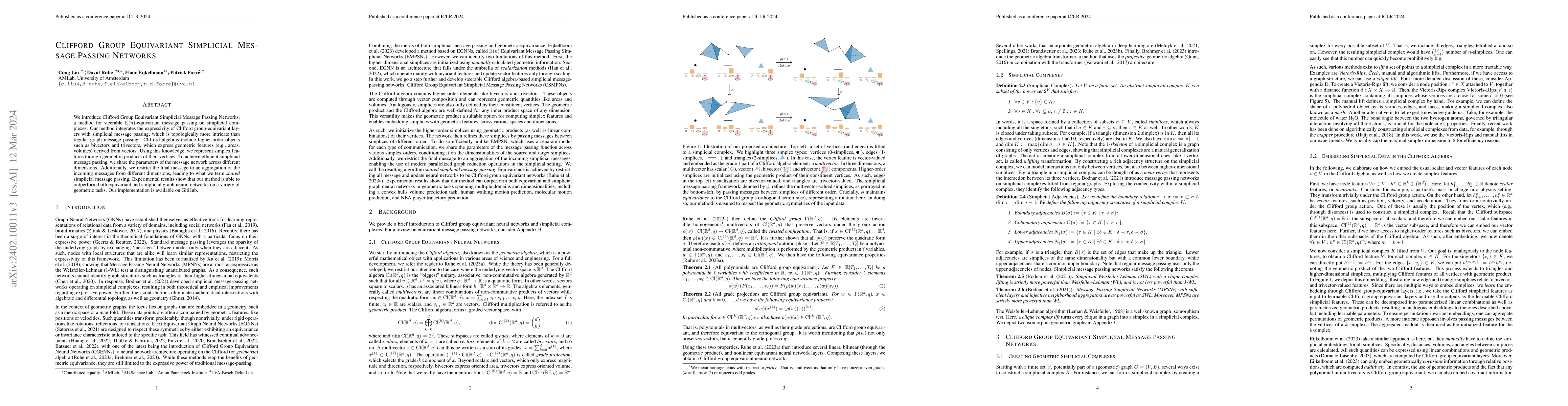 Thumbnail for Clifford Group Equivariant Simplicial Message Passing Networks