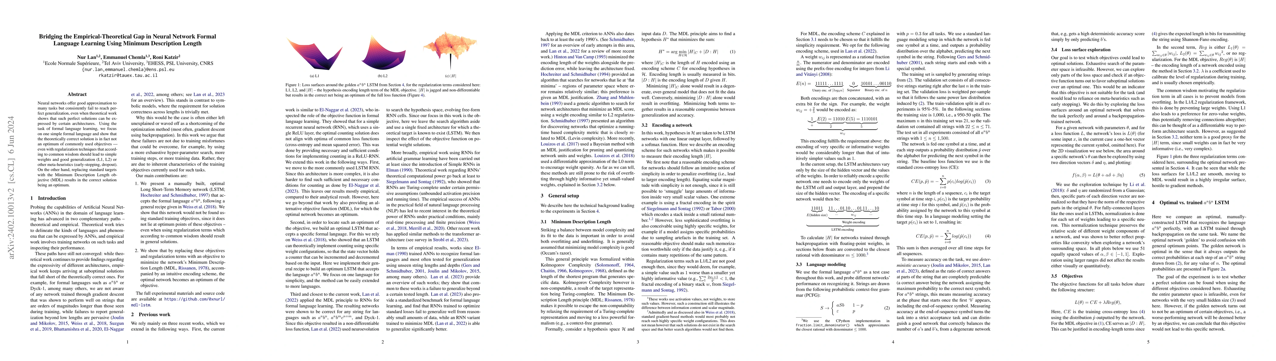 Thumbnail for Bridging the Empirical-Theoretical Gap in Neural Network Formal Language
  Learning Using Minimum Description Length