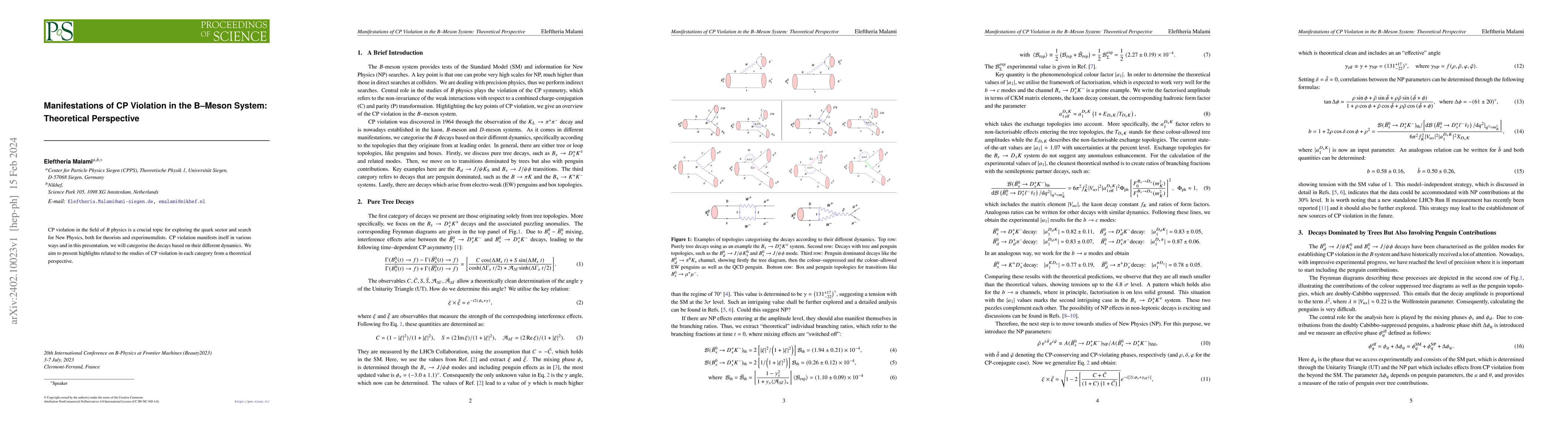 Thumbnail for Manifestations of CP Violation in the B Meson System: Theoretical
  Perspective