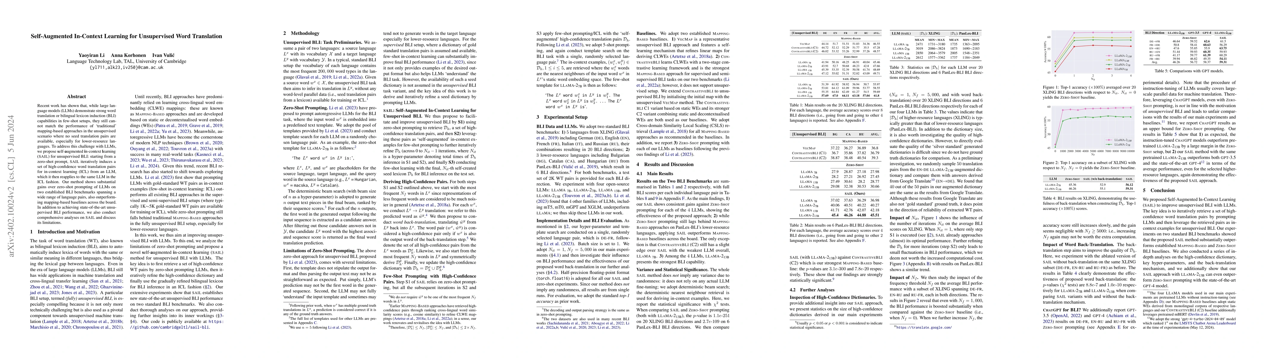 Thumbnail for Self-Augmented In-Context Learning for Unsupervised Word Translation