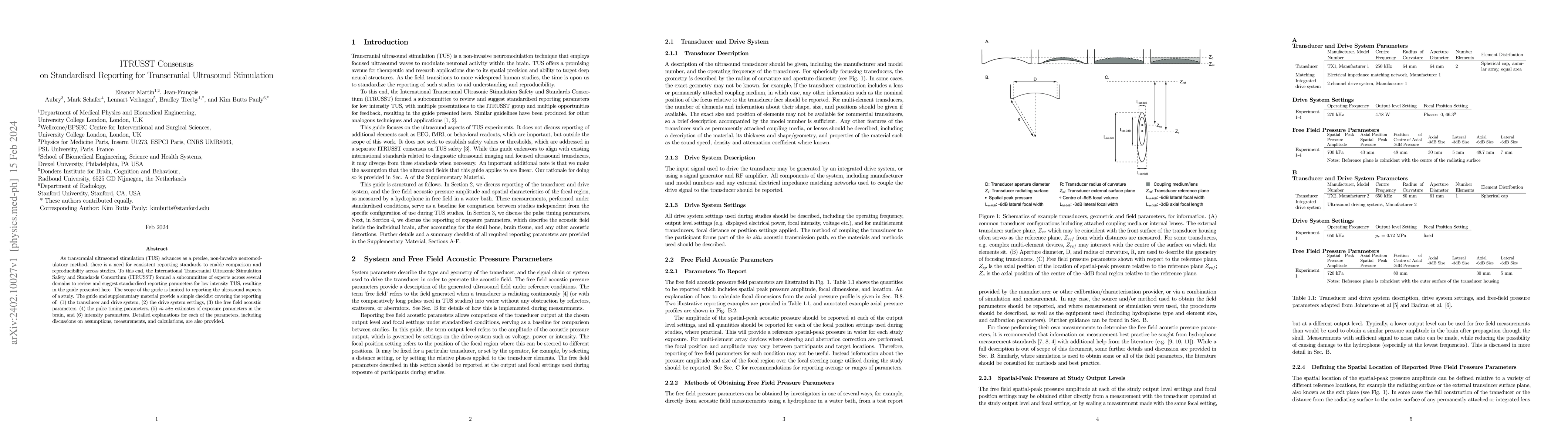 Thumbnail for ITRUSST Consensus on Standardised Reporting for Transcranial Ultrasound
  Stimulation