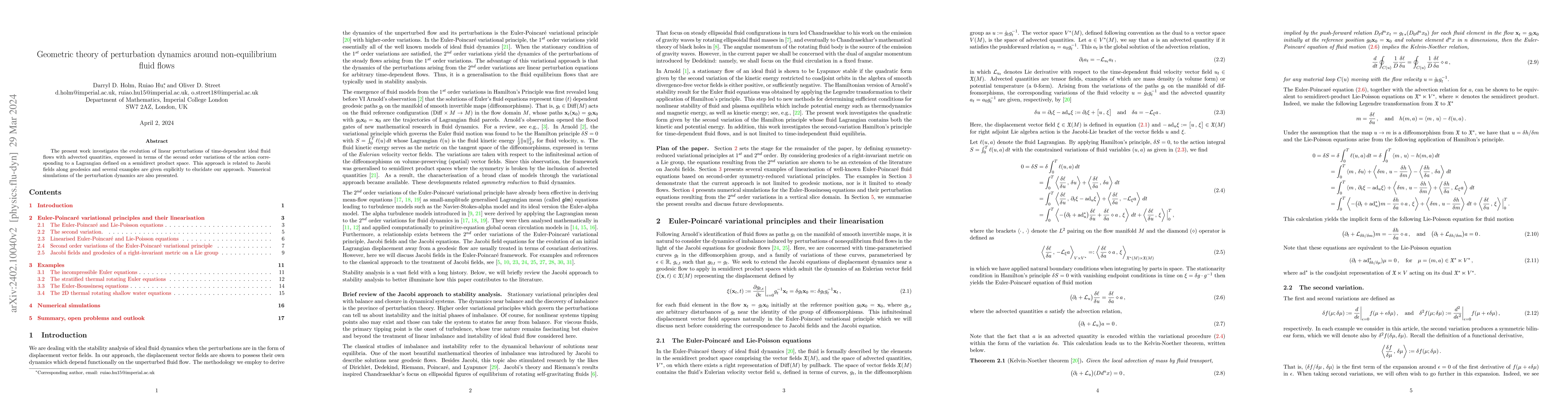 Thumbnail for Geometric theory of perturbation dynamics around non-equilibrium fluid
  flows