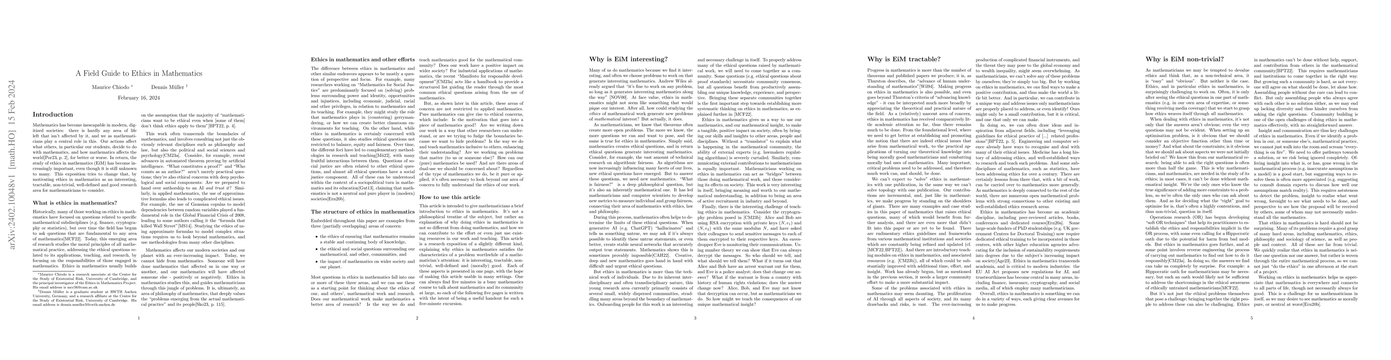 Thumbnail for A Field Guide to Ethics in Mathematics