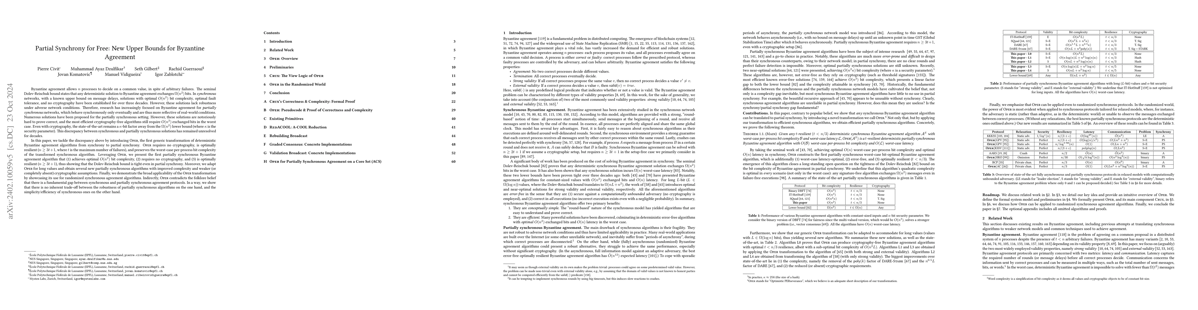 Thumbnail for Partial Synchrony for Free? New Upper Bounds for Byzantine Agreement