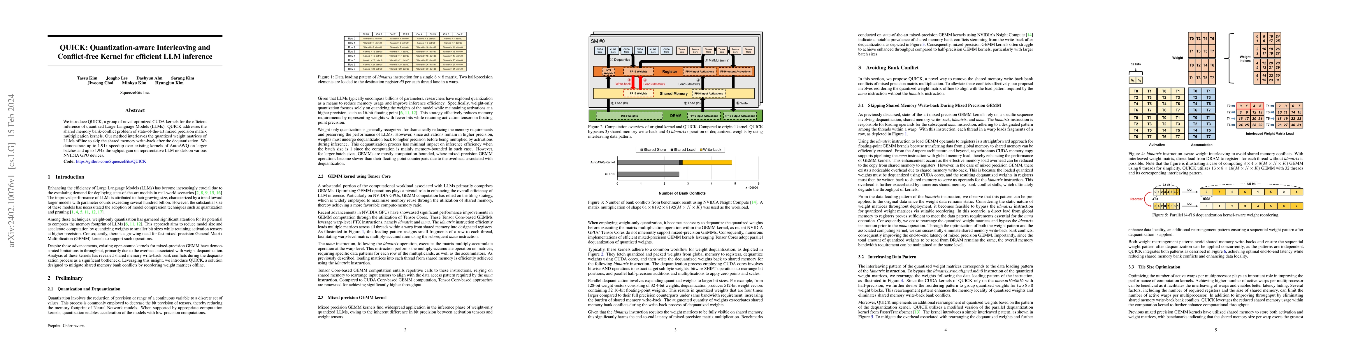 Thumbnail for QUICK: Quantization-aware Interleaving and Conflict-free Kernel for
  efficient LLM inference