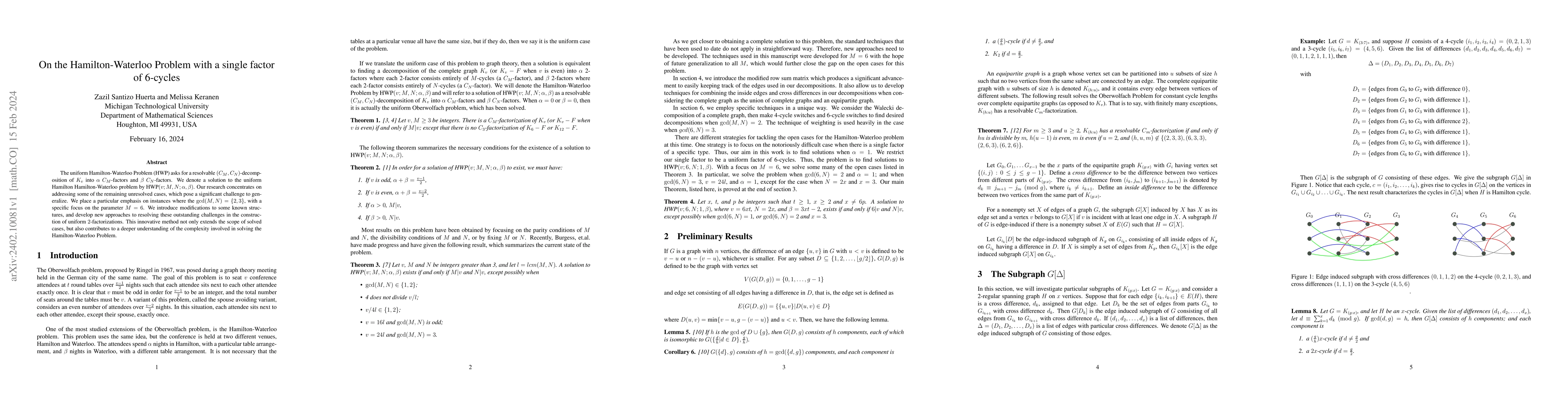 Thumbnail for On the Hamilton-Waterloo Problem with a single factor of 6-cycles
