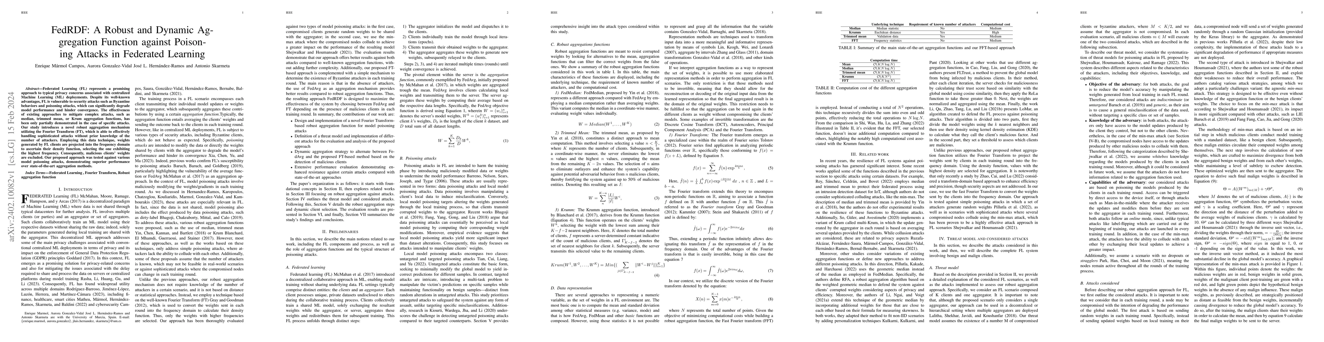 Thumbnail for FedRDF: A Robust and Dynamic Aggregation Function against Poisoning
  Attacks in Federated Learning
