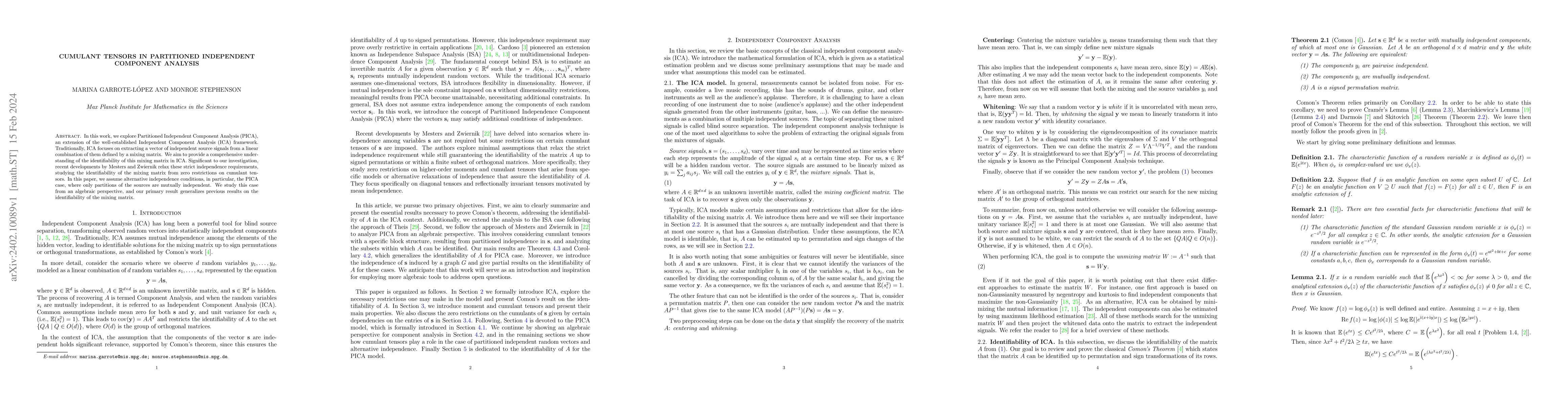 Thumbnail for Cumulant Tensors in Partitioned Independent Component Analysis