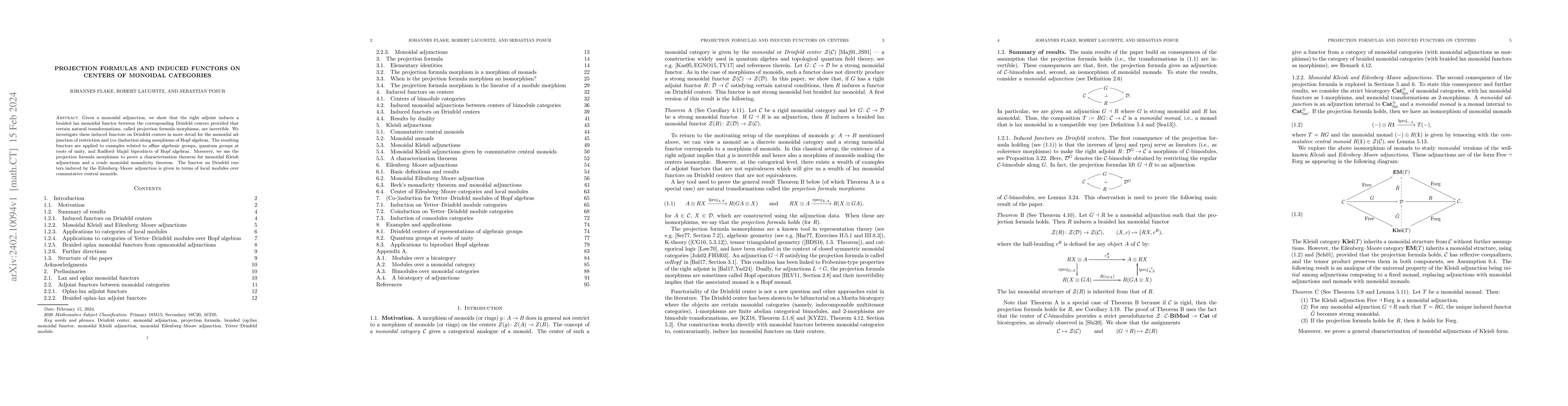 Thumbnail for Projection formulas and induced functors on centers of monoidal
  categories