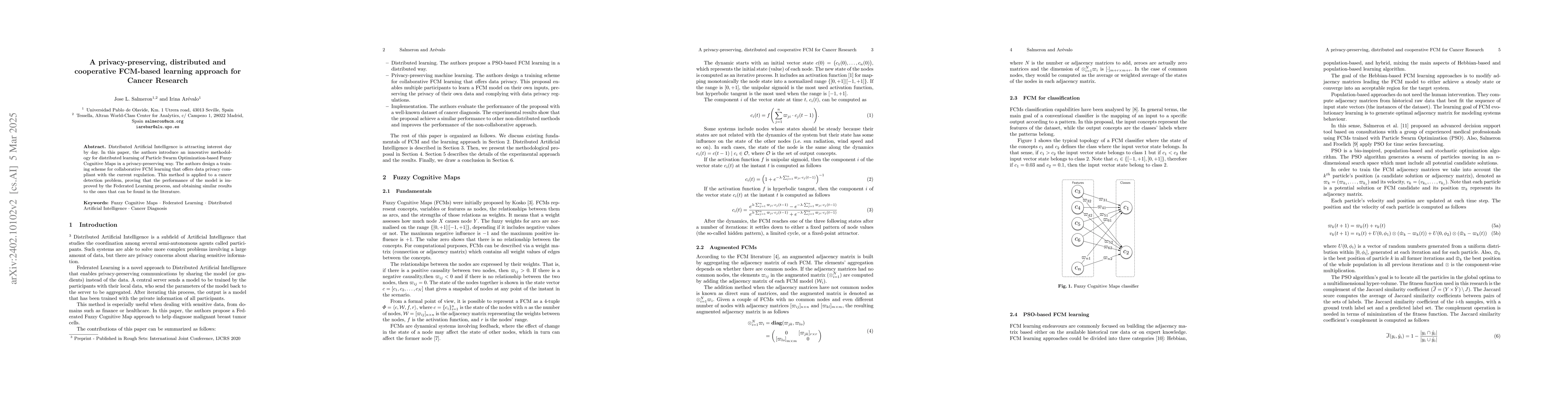 Thumbnail for A privacy-preserving, distributed and cooperative FCM-based learning
  approach for Cancer Research