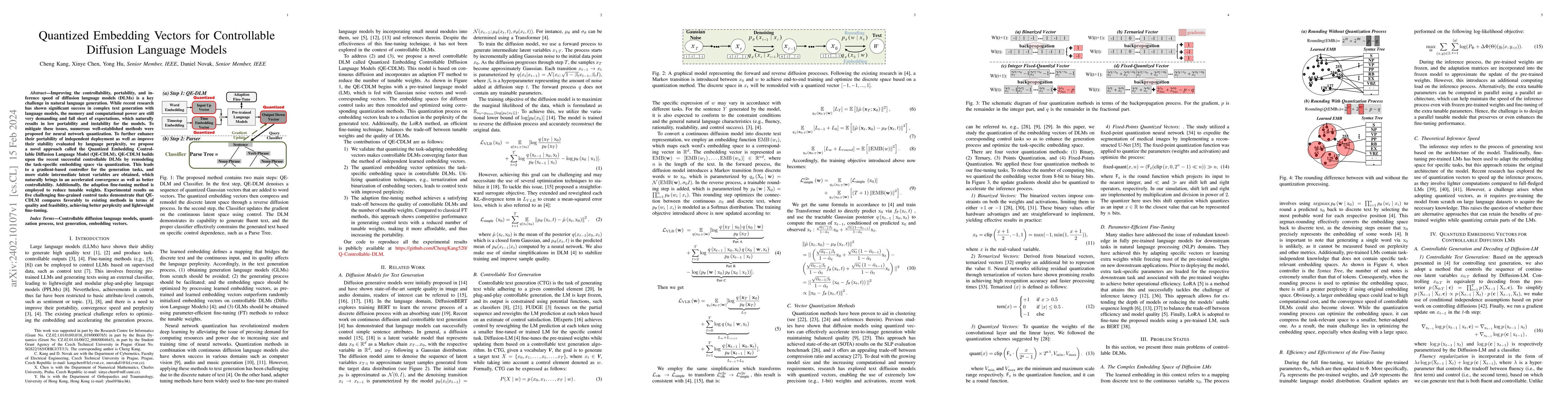 Thumbnail for Quantized Embedding Vectors for Controllable Diffusion Language Models