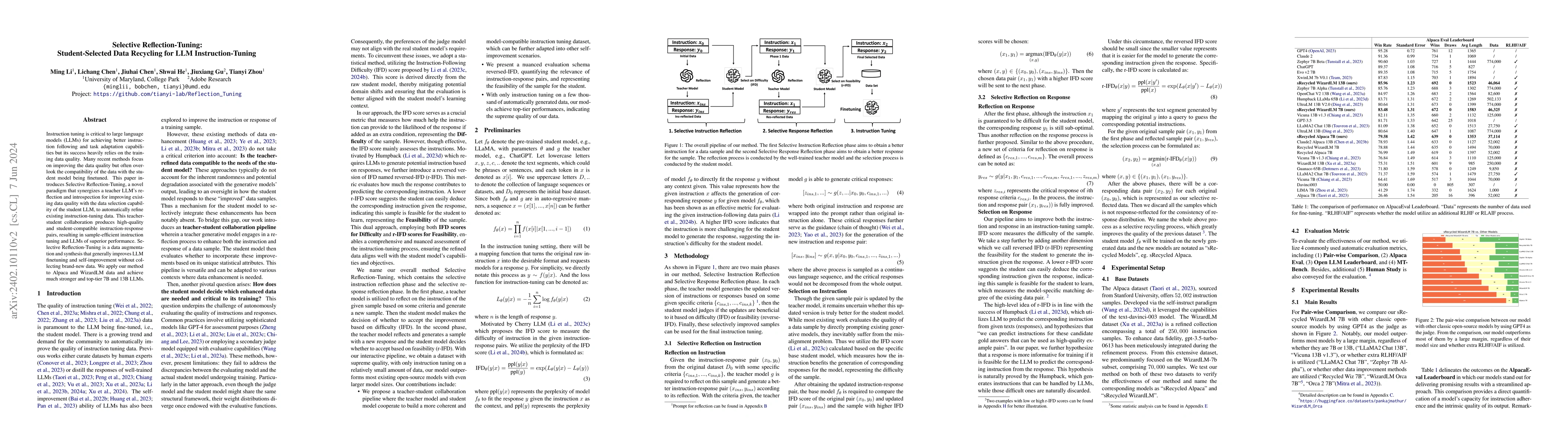 Thumbnail for Selective Reflection-Tuning: Student-Selected Data Recycling for LLM
  Instruction-Tuning