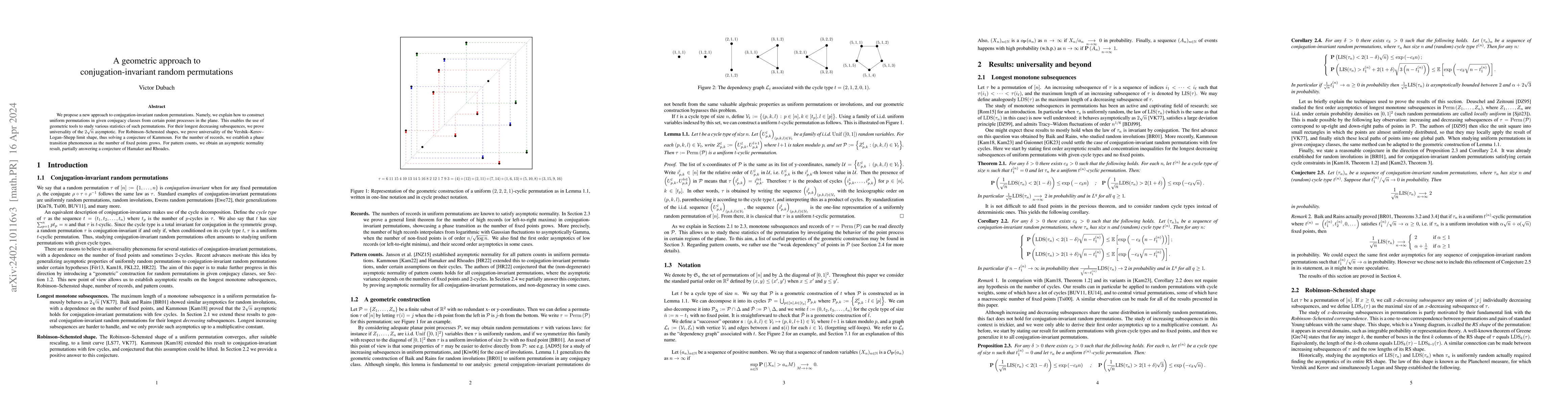 Thumbnail for A geometric approach to conjugation-invariant random permutations