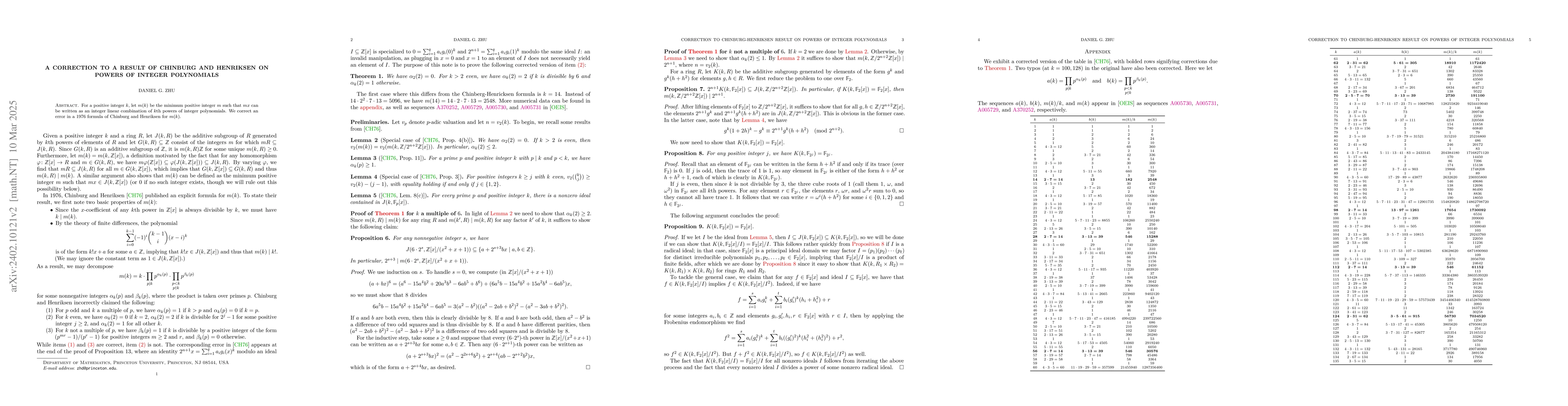 Thumbnail for A correction to a result of Chinburg and Henriksen on powers of integer
  polynomials