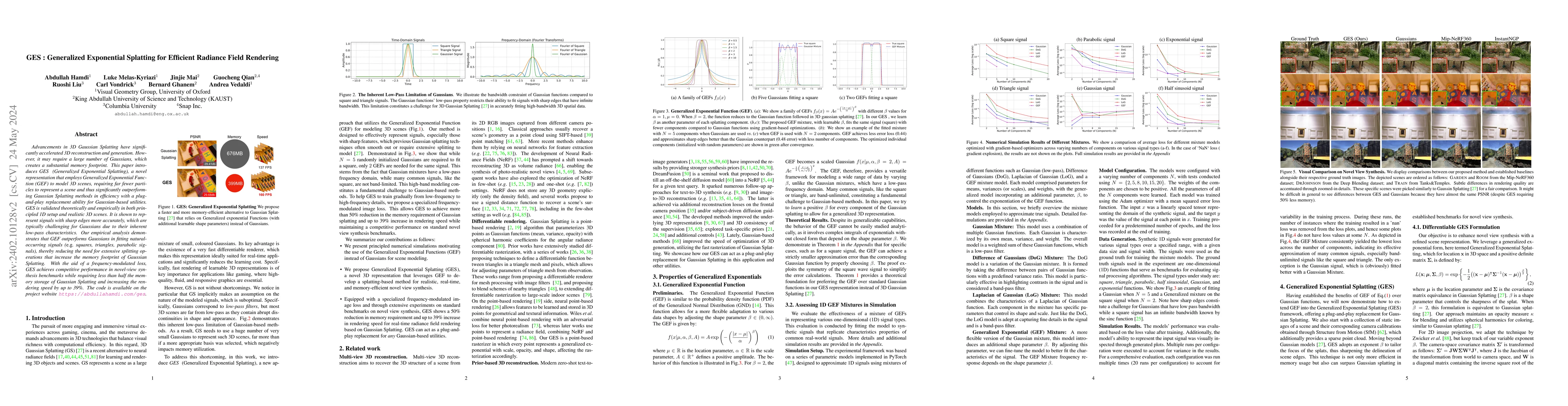 Thumbnail for GES: Generalized Exponential Splatting for Efficient Radiance Field
  Rendering