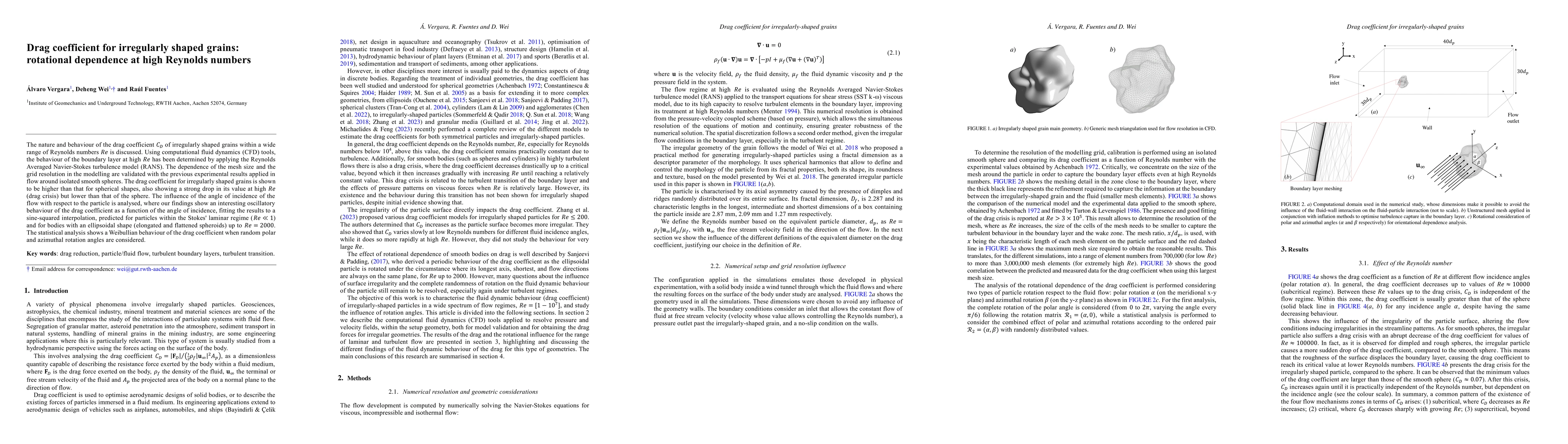 Thumbnail for Drag coefficient for irregularly shaped grains: rotational dependence at
  high Reynolds numbers