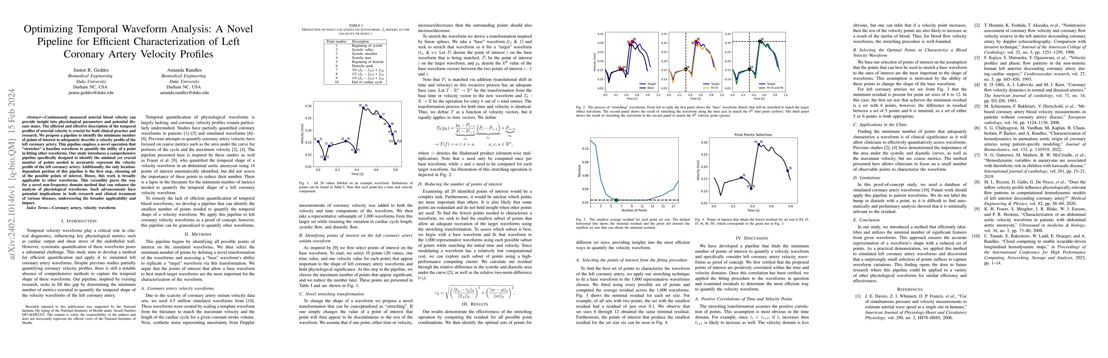 Thumbnail for Optimizing Temporal Waveform Analysis: A Novel Pipeline for Efficient
  Characterization of Left Coronary Artery Velocity Profiles