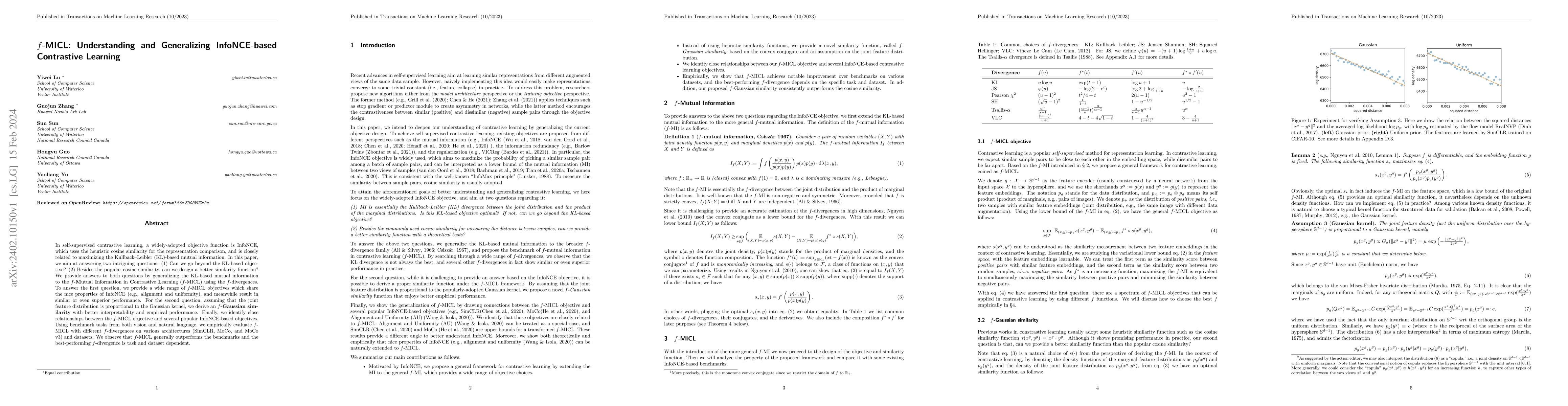 Thumbnail for $f$-MICL: Understanding and Generalizing InfoNCE-based Contrastive
  Learning