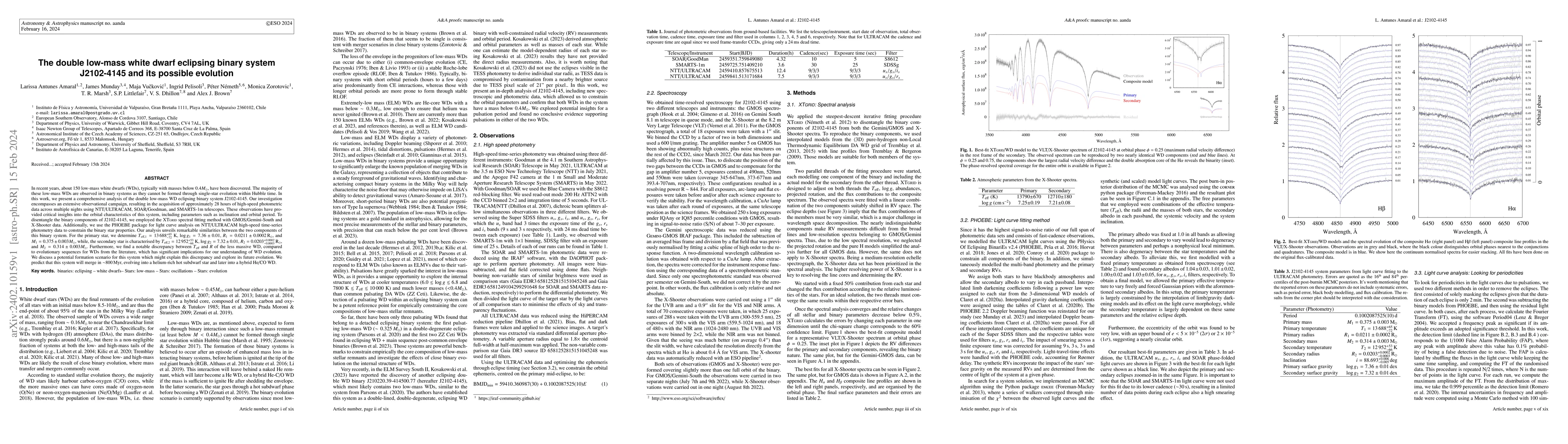 Thumbnail for The double low-mass white dwarf eclipsing binary system J2102-4145 and
  its possible evolution