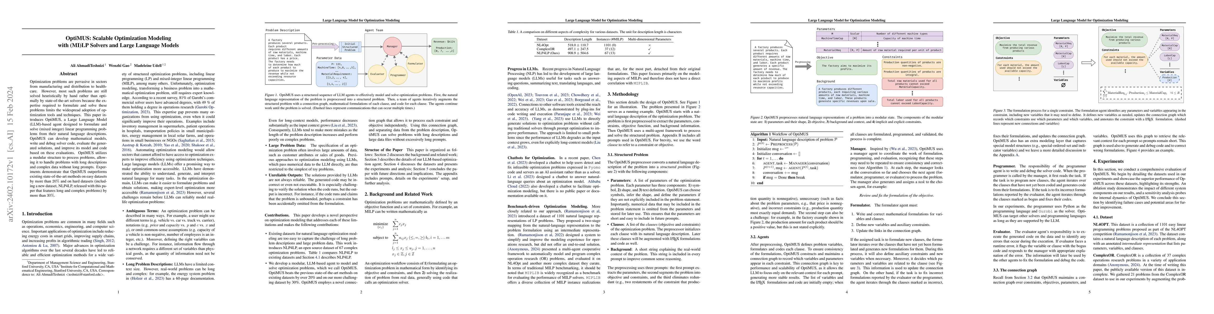 Thumbnail for OptiMUS: Scalable Optimization Modeling with (MI)LP Solvers and Large
  Language Models