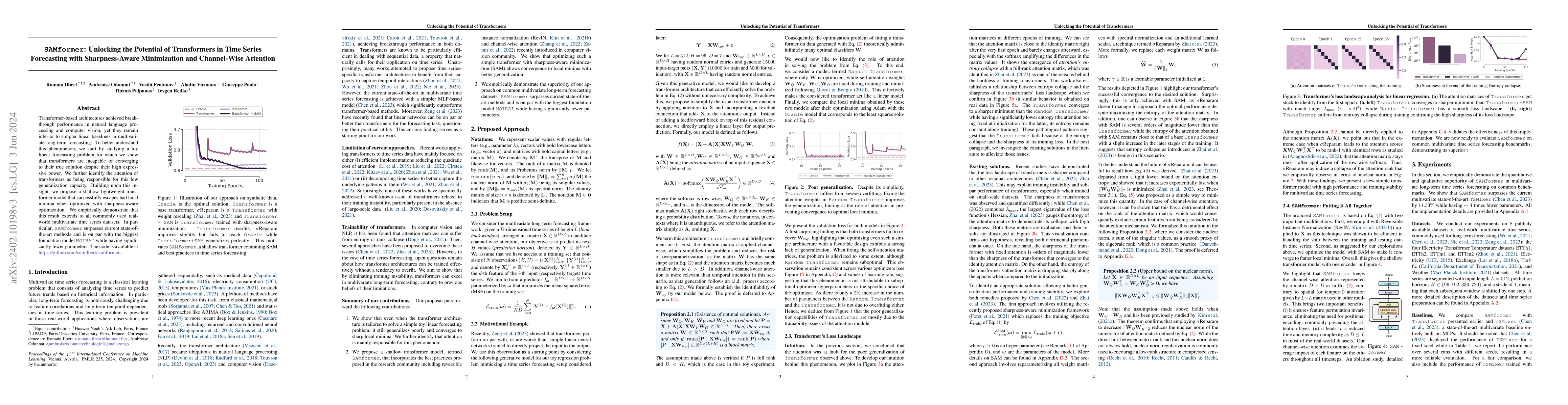 Thumbnail for SAMformer: Unlocking the Potential of Transformers in Time Series
  Forecasting with Sharpness-Aware Minimization and Channel-Wise Attention