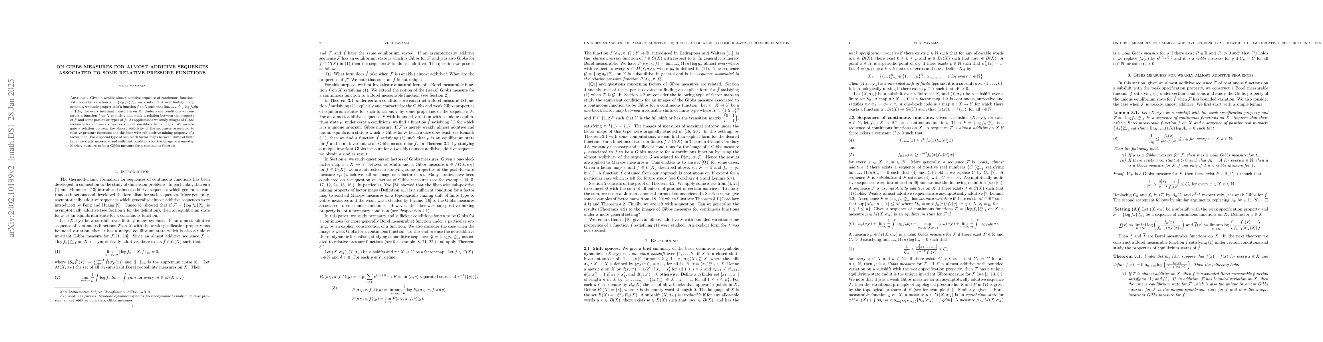 Thumbnail for On Gibbs measures for almost additive potentials