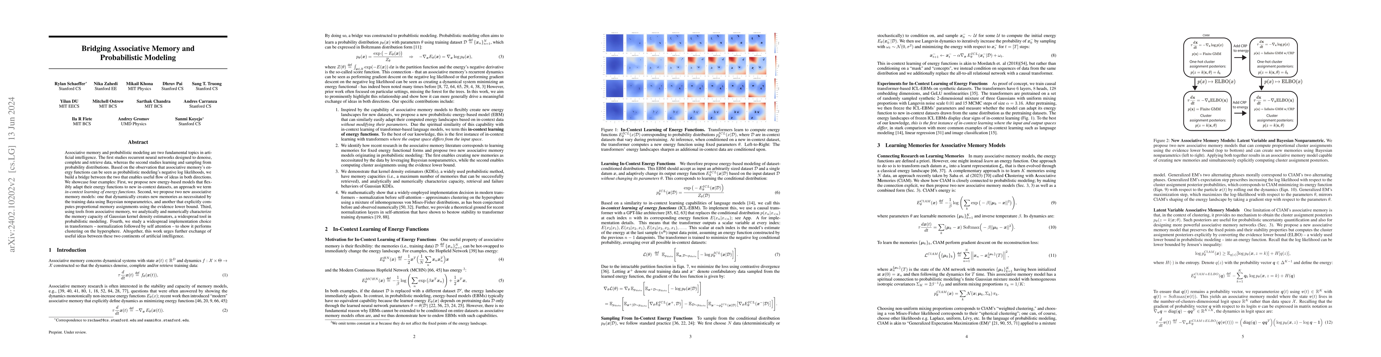 Thumbnail for Bridging Associative Memory and Probabilistic Modeling