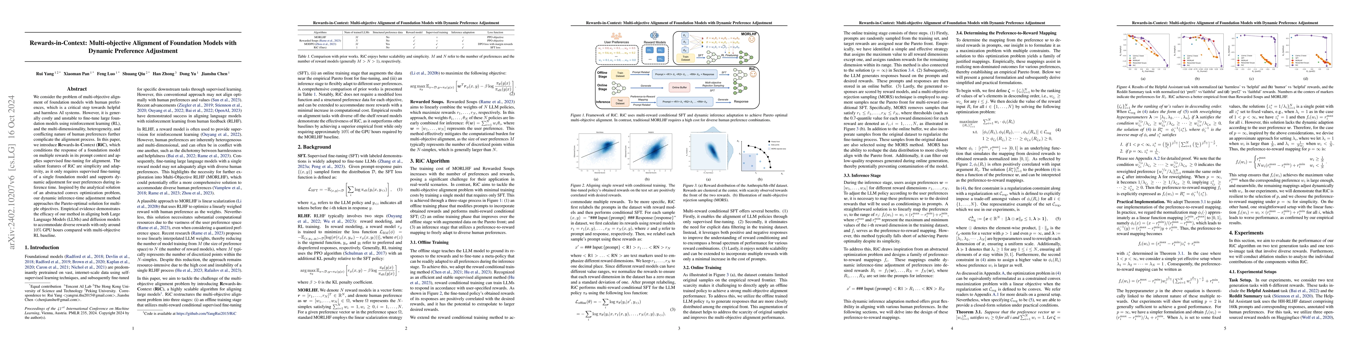 Thumbnail for Rewards-in-Context: Multi-objective Alignment of Foundation Models with
  Dynamic Preference Adjustment