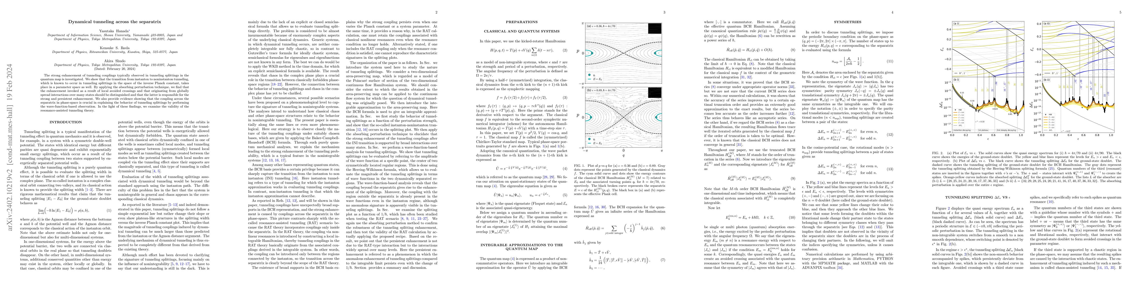 Thumbnail for Dynamical tunneling across the separatrix