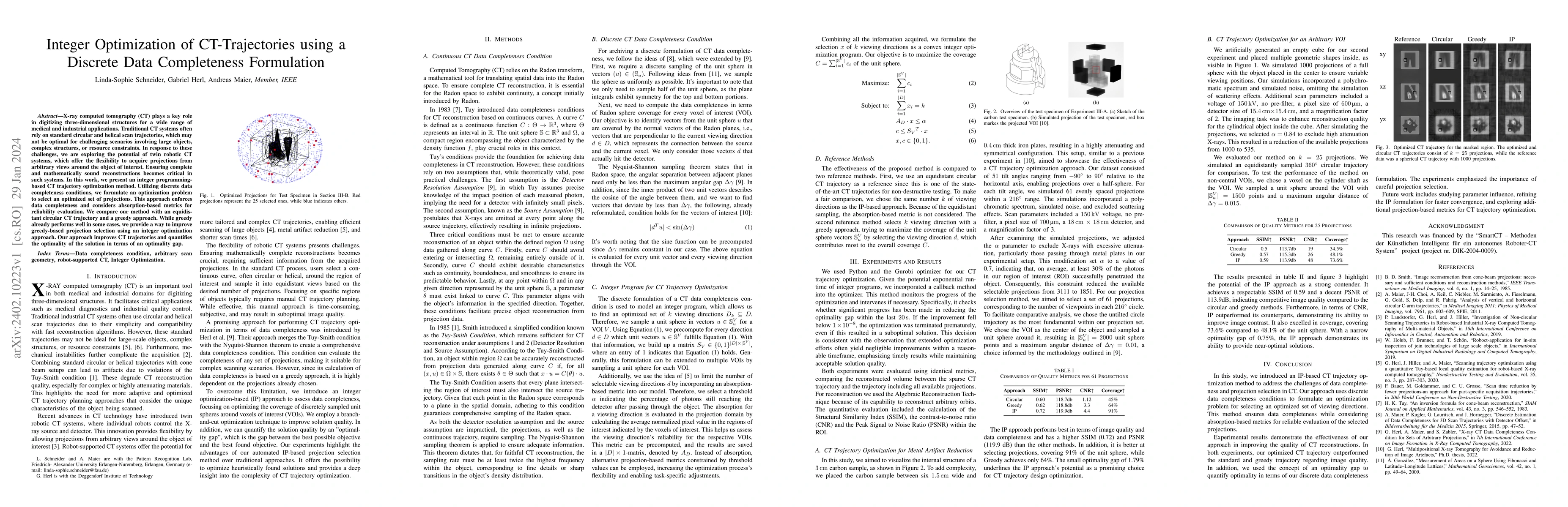 Thumbnail for Integer Optimization of CT Trajectories using a Discrete Data
  Completeness Formulation
