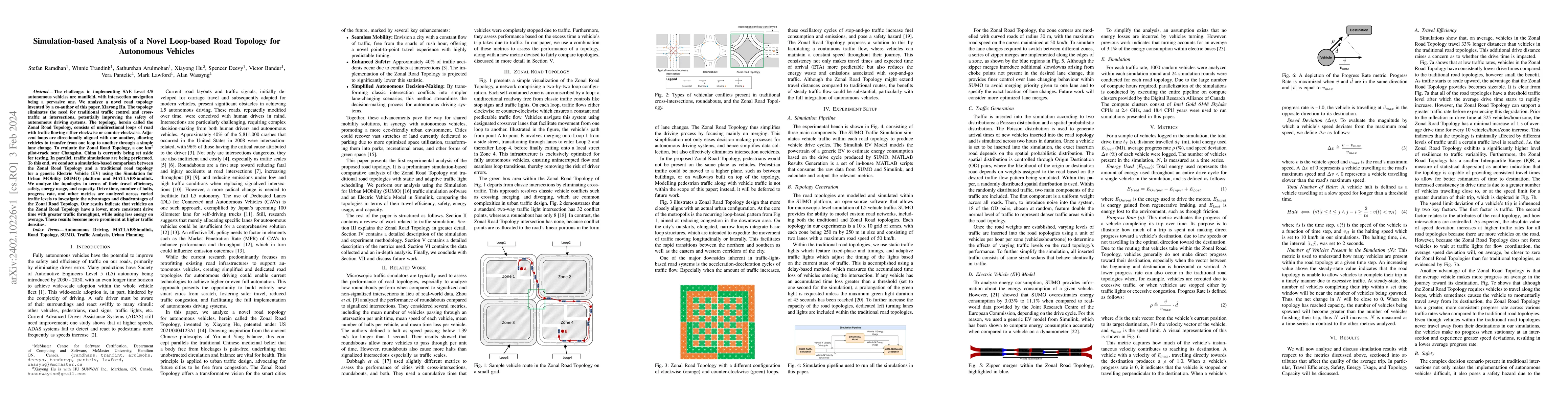 Thumbnail for Simulation-based Analysis of a Novel Loop-based Road Topology for
  Autonomous Vehicles