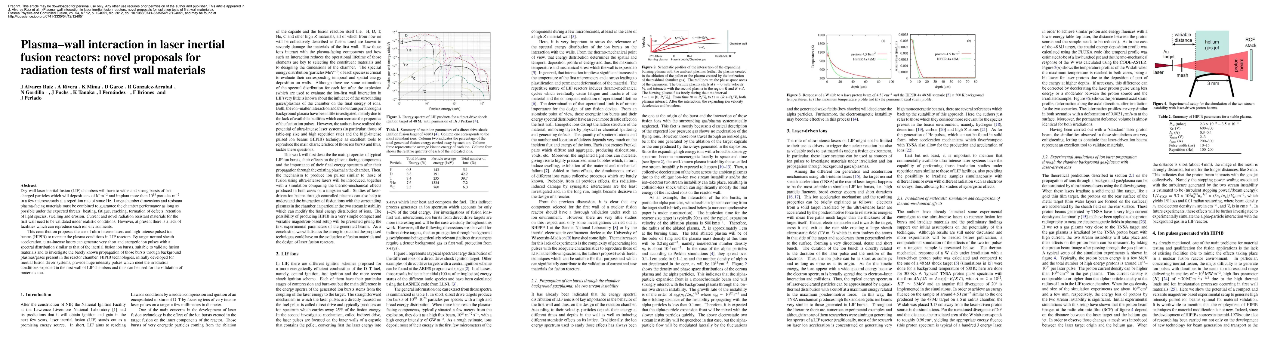 Thumbnail for Plasma-wall interaction in laser inertial fusion reactors: novel
  proposals for radiation tests of first wall materials