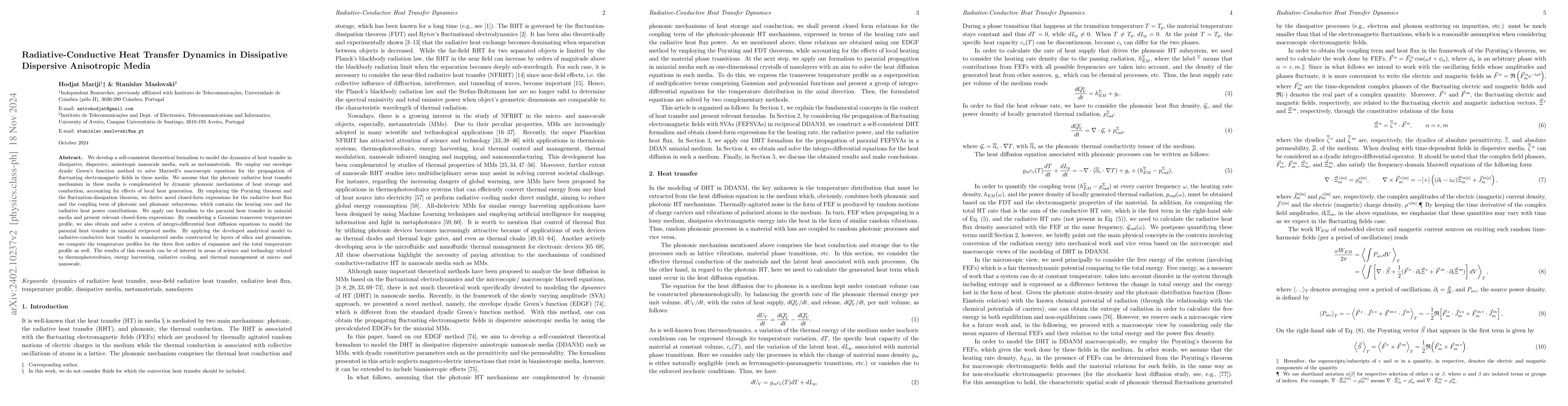Thumbnail for Radiative-Conductive Heat Transfer Dynamics in Dissipative Dispersive
  Anisotropic Media