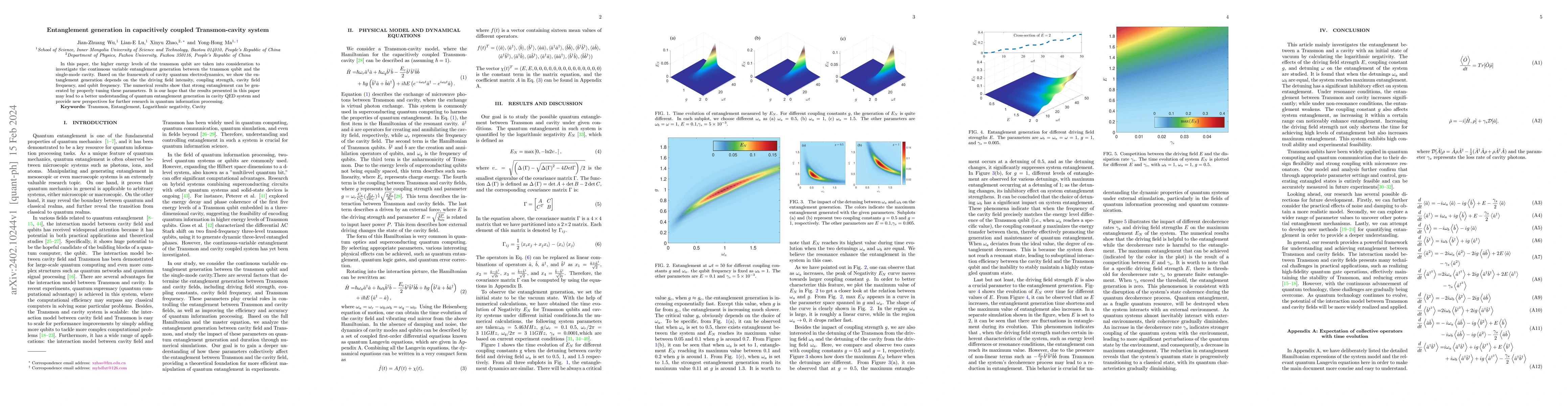 Thumbnail for Entanglement generation in capacitively coupled Transmon-cavity system